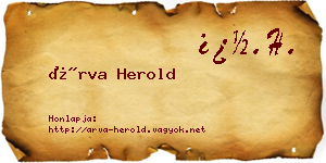 Árva Herold névjegykártya